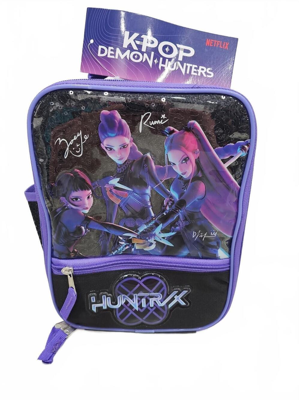 Kpop Demon Hunters Girls Lunch Box Bag Kit Lunchbox Match Backpack Purple Black